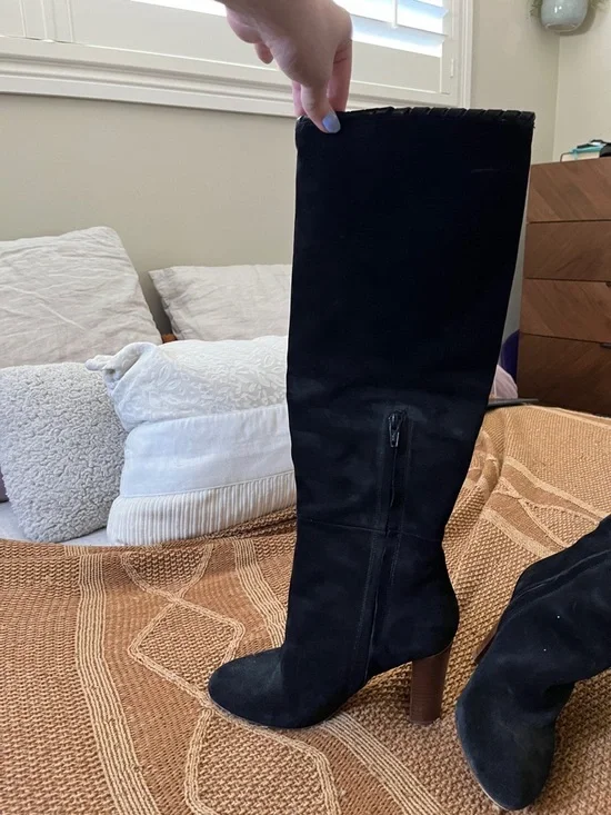 Sézane Black Suede Gabriella Knee-High Boots - Picture 3 of 3